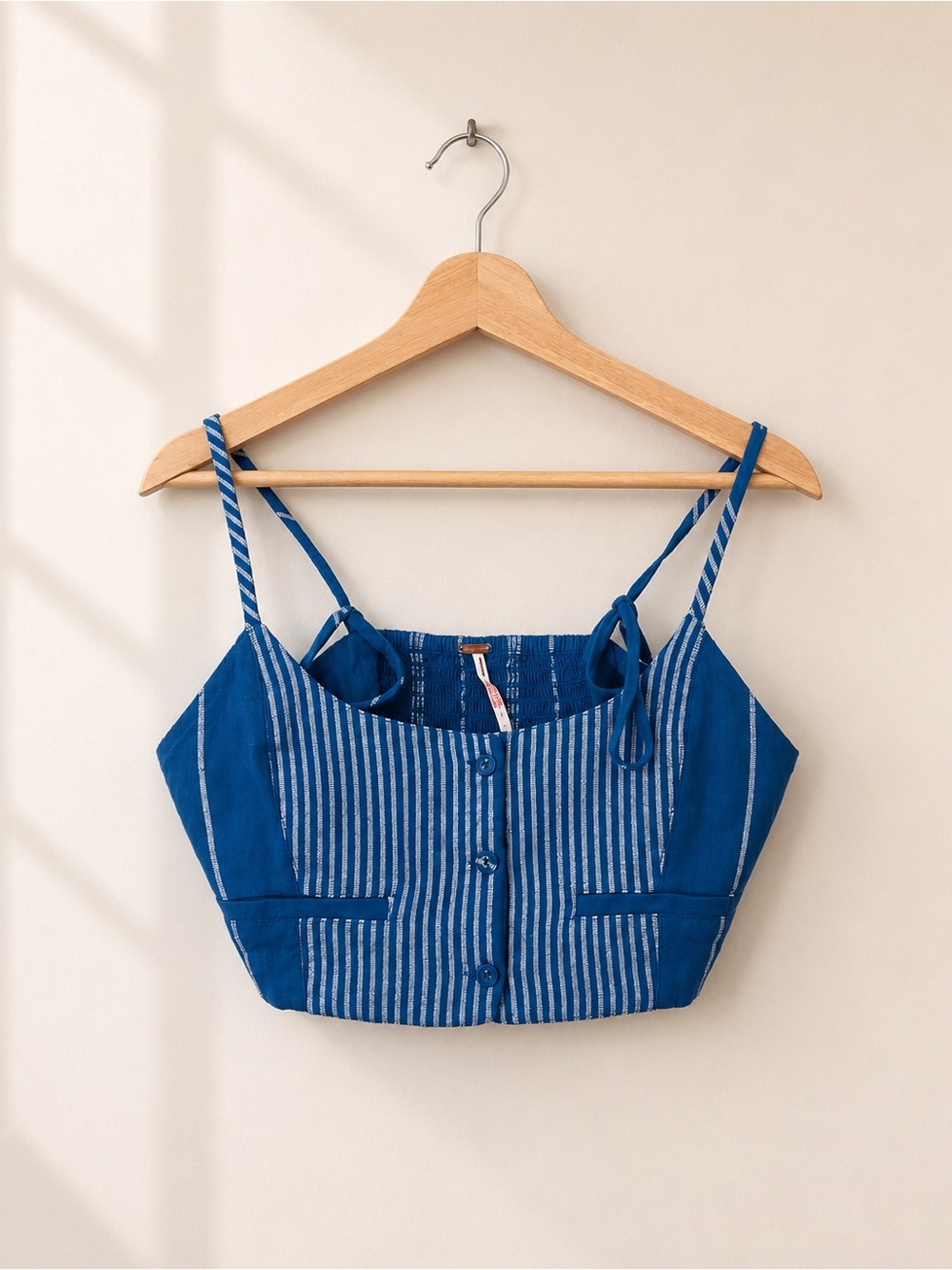 Free People Casual Friday Blue Stripe Crop Top Coord Pant Set Small - Picture 5 of 17